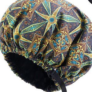 NWT  XL  African Pattern Print Adjustable Sleep Bonnet